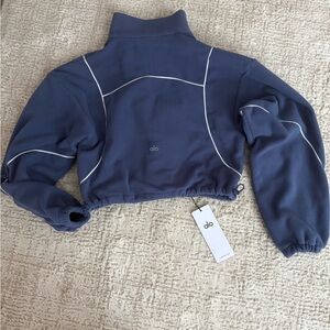 Alo Navy Blue Cropped Jacket